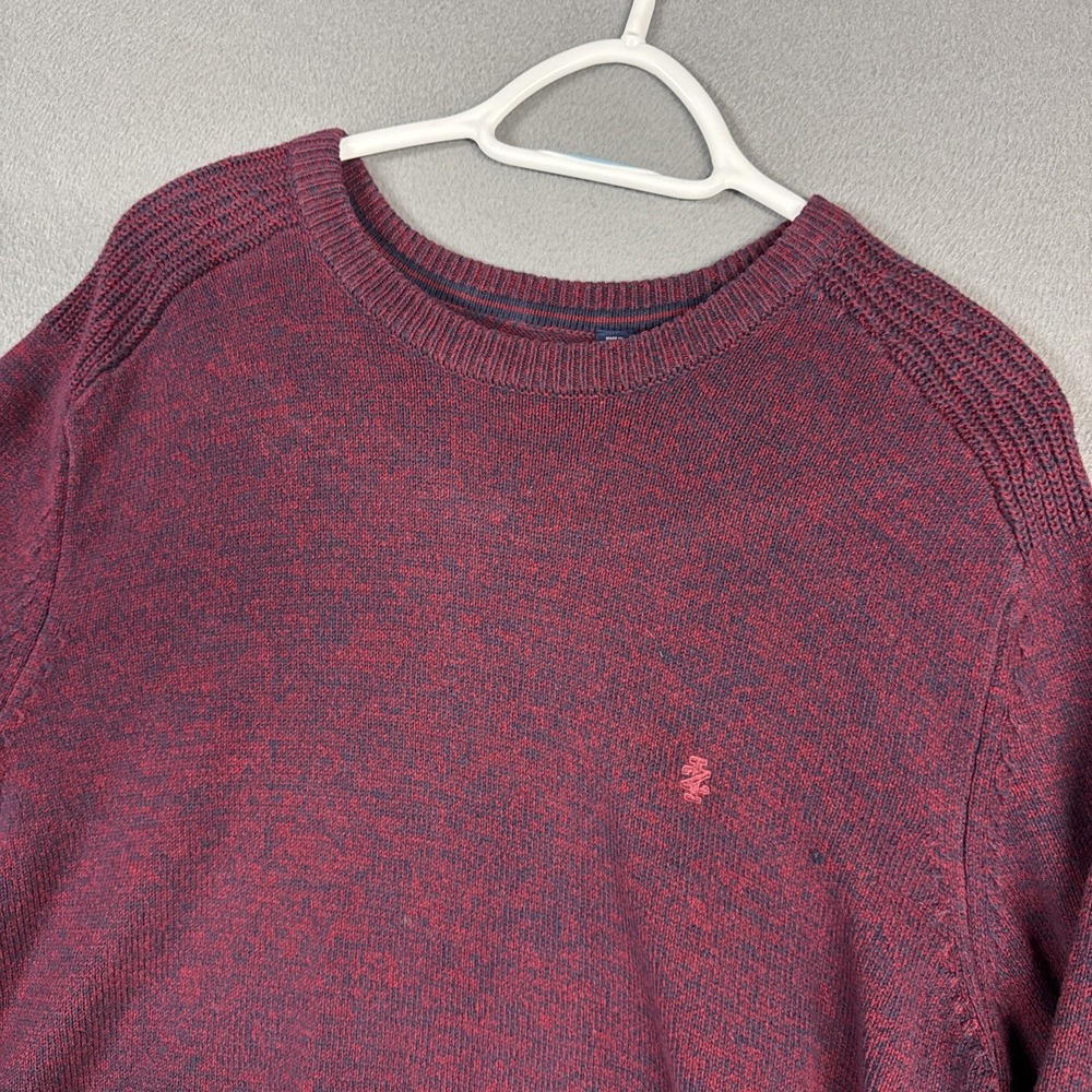 Izod Sweater Mens XXL 2XL Marron Blue Heathered Crew Neck Pullover Long Sleeve